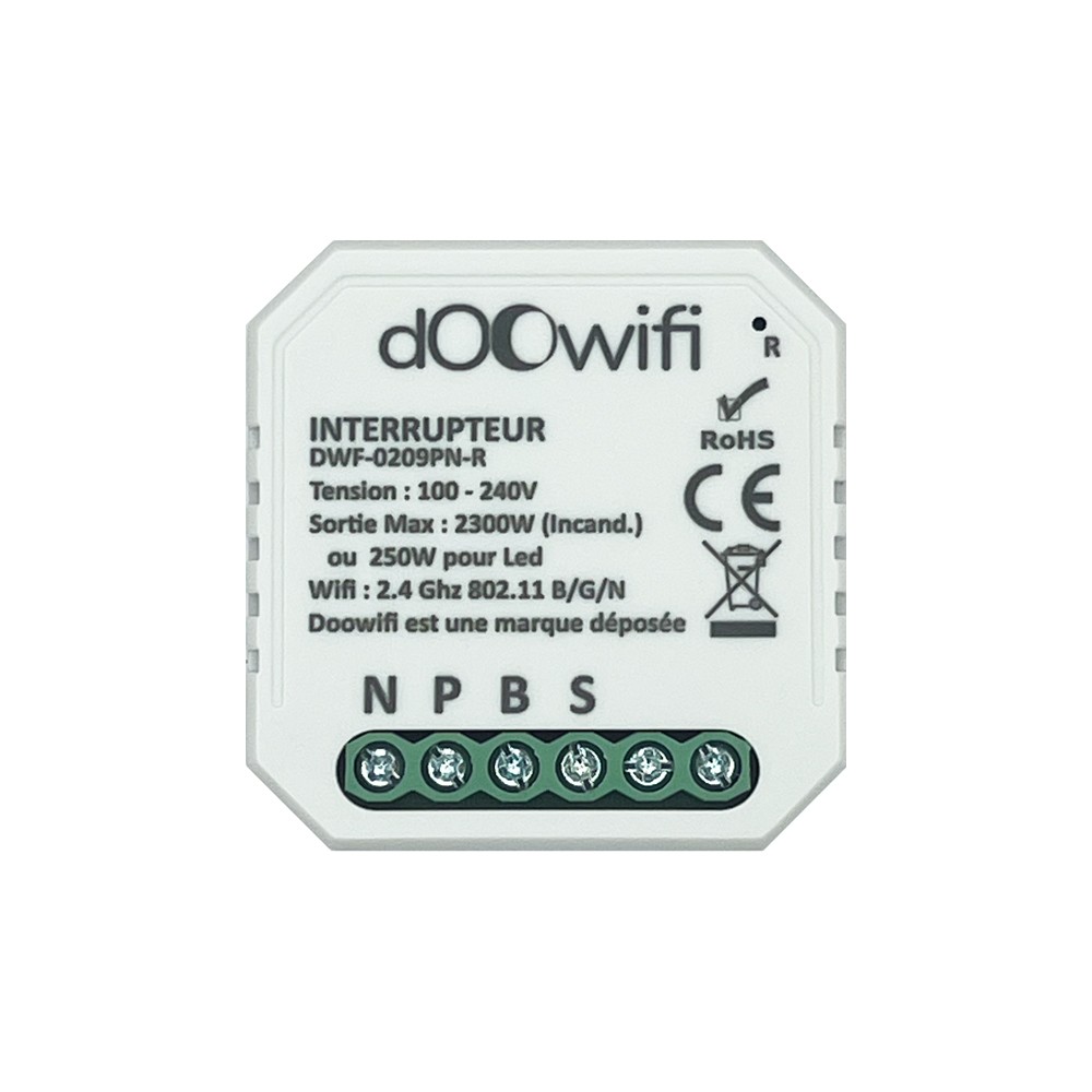 DOOWIFI DWF-0211PN-B : Nouveau Mini Module Interrupteur Bluetooth & WiFi.  Sortie 230V-10A encastrable dans Une boîte d'encastrement Standard  Compatible Smart Life, Tuya, Konks, Nedis, : : Bricolage