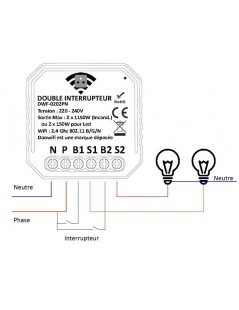Module Wifi double interrupteur encastrable